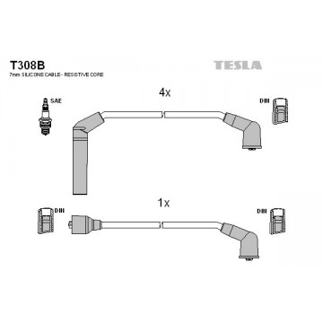 TESLA Zündleitungssatz, T308B