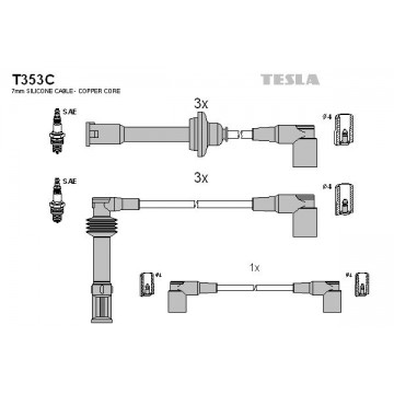 TESLA Zündleitungssatz, T353C