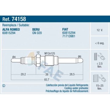 FAE Glühkerze, 74158