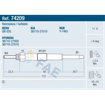 FAE Glühkerze, 74209