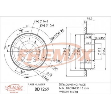 FREMAX Bremsscheibe, BD-1269