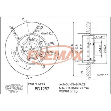 FREMAX Bremsscheibe, BD-1257