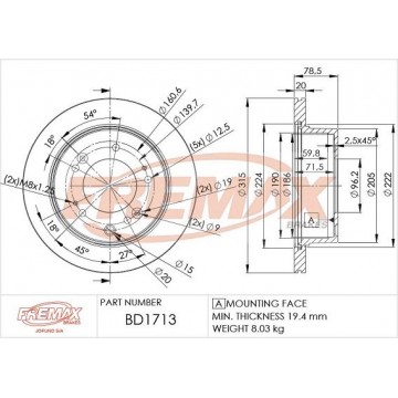 FREMAX Bremsscheibe, BD-1713