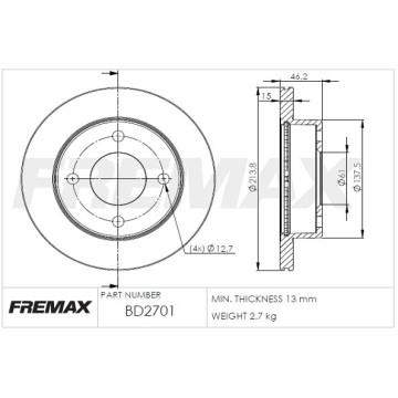 FREMAX Bremsscheibe, BD-2701