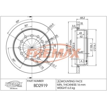 FREMAX Bremsscheibe, BD-2919