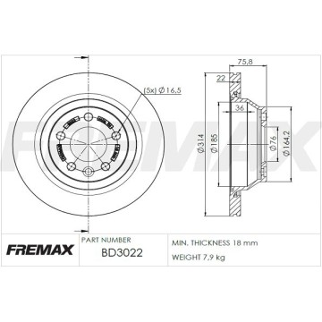 FREMAX Bremsscheibe, BD-3022