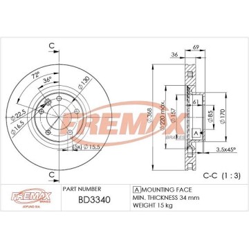 FREMAX Bremsscheibe, BD-3340