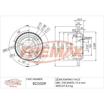 FREMAX Bremsscheibe, BD-3509