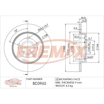 FREMAX Bremsscheibe, BD-3965